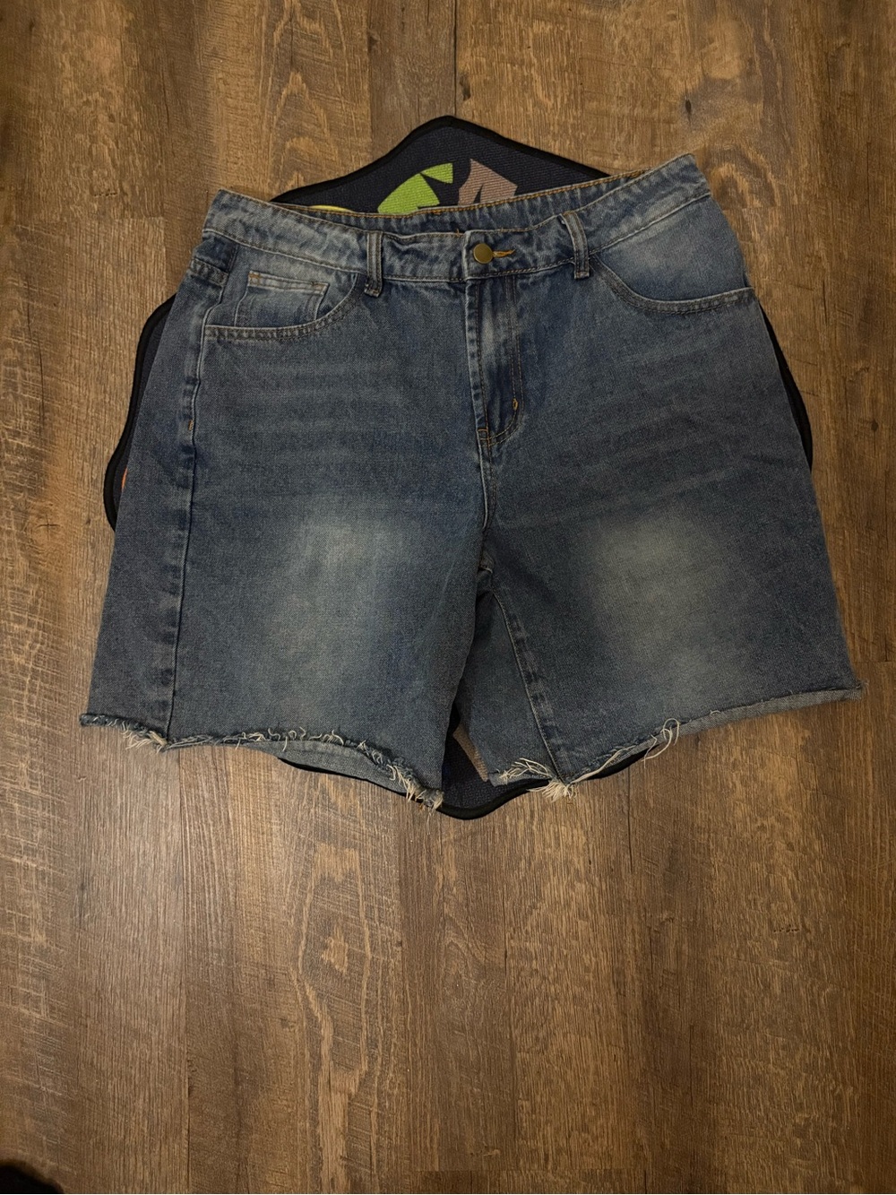 NFINITY Medium Blue Denim Shorts with Contrast Stitching